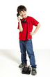 portrait of little boy on the phone
