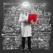 Lamp Head Doctor Man With Laptop Lamp Head Doctor Man With Laptop