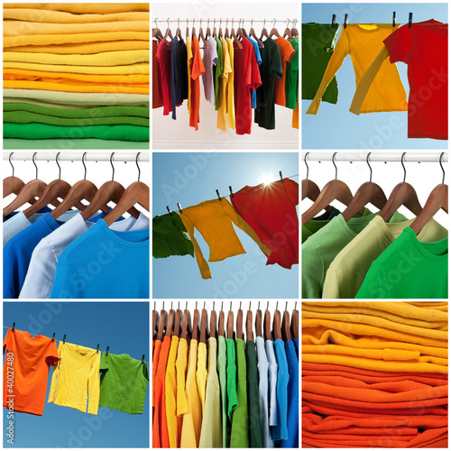 Photo: Variety of multicolored casual clothing Variety of multicolored casual clothing