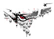 Skulls skeleton stack drawing black and white illustration