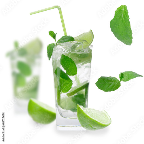 Photo: Fresh mojito isolated on white background Fresh mojito isolated on white background