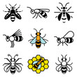 bee icons vector set