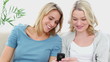Friends reading a text message together