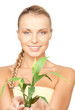 woman with green sprout