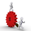 Manager on cog is chasing employee Manager on cog is chasing employee