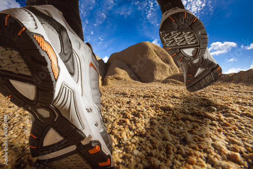 Photo: Trail Running on a Desert Landscape Trail Running on a Desert Landscape