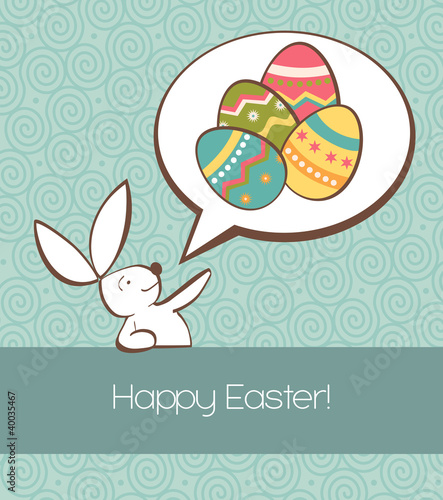 Vector: Social Easter bunny with painted egg Social Easter bunny with painted egg