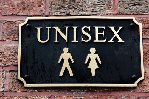 Photo: Gold restroom signs unisex Gold restroom signs unisex