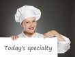 Young female chef with copy space banner