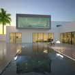 Illustration: Villa and Pool in the Evening Villa and Pool in the Evening
