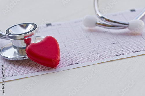 Photo: Stethoscope and electrocardiogram Stethoscope and electrocardiogram