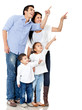 Family pointing with finger