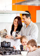 Family cooking dinner