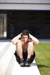 Athlete man making abdominals Athlete man making abdominals