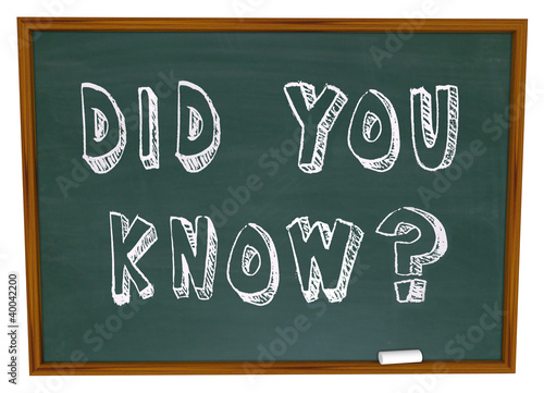 Photo: Did You Know Words on Chalkboard Information Knowledge Did You Know Words on Chalkboard Information Knowledge