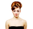 Beautiful girl with retro hairstyle isolated on white Beautiful girl with retro hairstyle isolated on white