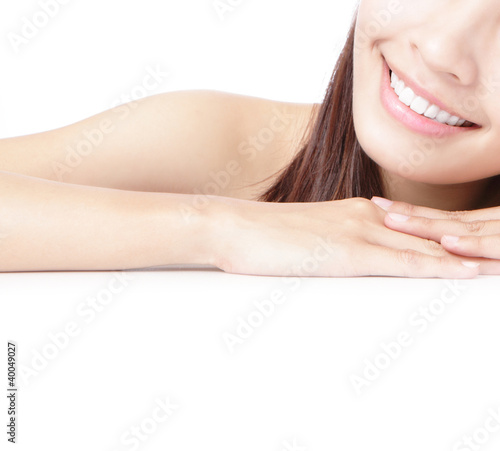 Foto: Beaitiful Girl smile mouth (lip) and hand Beaitiful Girl smile mouth (lip) and hand