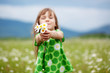 Child at camomile field