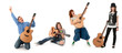 people with guitars isolated on white background people with guitars isolated on white background