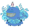 Vector: whale with ocean doodles at the background whale with ocean doodles at the background