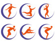 Vector: Set of sports symbols with silhouettes of human Set of sports symbols with silhouettes of human