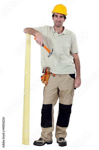 Photo: Smiling laborer, studio shot Smiling laborer, studio shot