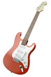 Red electric guitar isolated on white background. 3D render