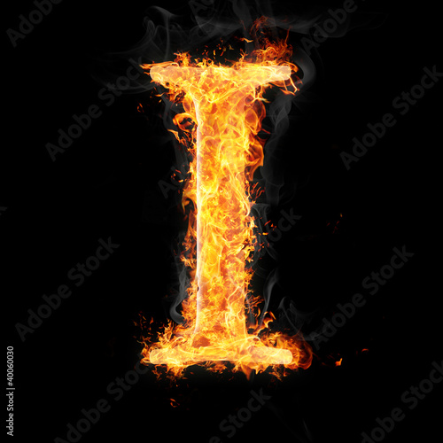 Photo: Fonts and symbols in fire on black - I Fonts and symbols in fire on black - I