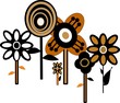 sixties flower pattern over white