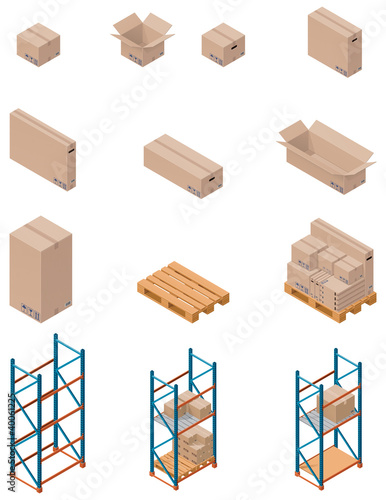 Vector: Vector boxes and shelving Vector boxes and shelving
