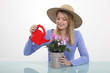 Girl watering plants