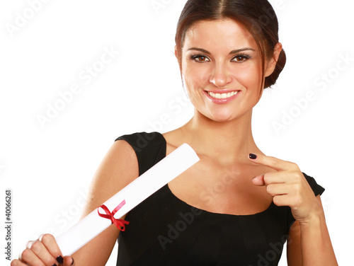 Photo: Beautiful woman student with diploma Beautiful woman student with diploma