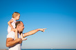 Happy child playing with father Happy child playing with father