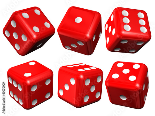 Illustration: Set of red casino craps Set of red casino craps