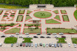 Top view of parking with parked cars