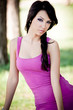 Fashion portrait of young sexy brunette woman