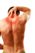 Young man with pain on upper back
