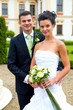 Happy couple just married - wedding day