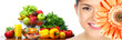 Beautiful woman with flower and vegetables. Beautiful woman with flower and vegetables.