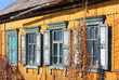 old dirty windows on old wall old dirty windows on old wall