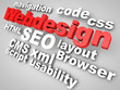 Webdesign in red surrounded by relevant words
