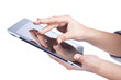 hands holding and point on modern electronic digital frame with hands holding and point on modern electronic digital frame with
