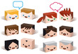 3D avatar heads, vector people icon set