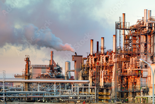 Photo: Smoke from the pipes of oil refinery Smoke from the pipes of oil refinery