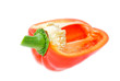 half of sweet bell pepper isolated on white background