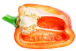 half of sweet bell pepper isolated on white background