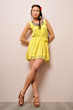 beautiful woman in a yellow dress.