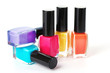 Group of bright nail polishes isolated on white Group of bright nail polishes isolated on white