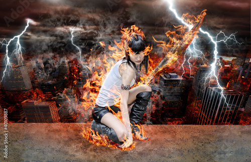 Photo: Devil Woman with Fire and Sword Devil Woman with Fire and Sword