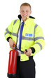 Photo: security guard with a fire extinguisher security guard with a fire extinguisher